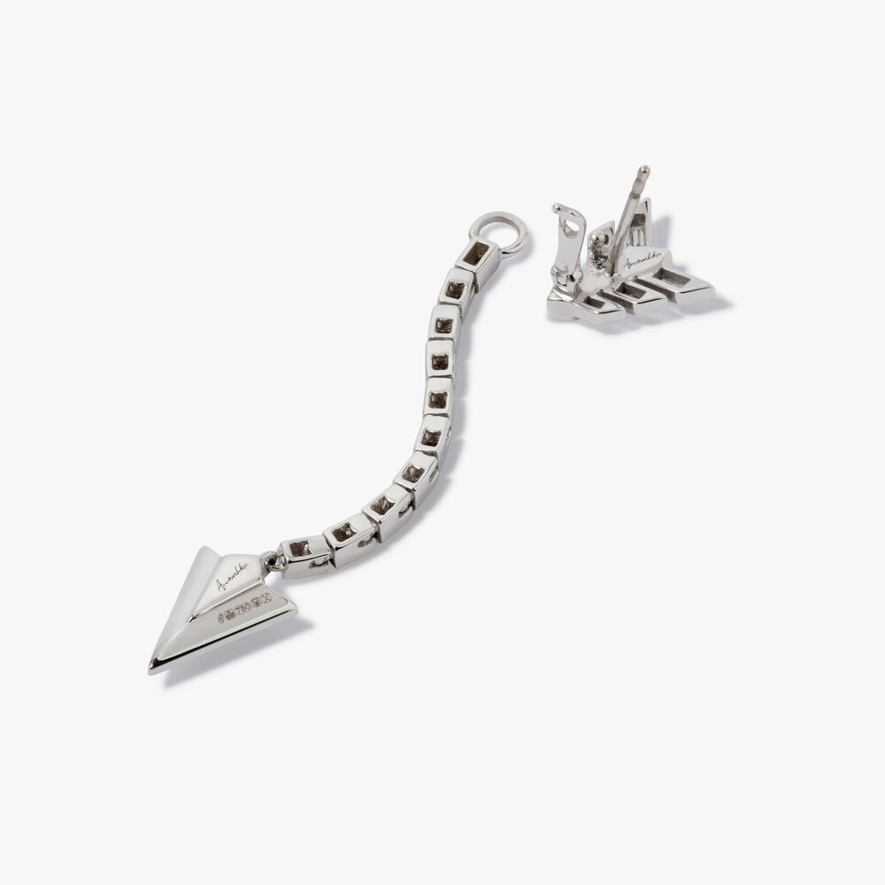 Flight 18ct White Gold Diamond Long Arrow Drop Earrings | Annoushka jewelley